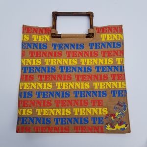 Vintage Novelty Canvas TENNIS Tote Bag